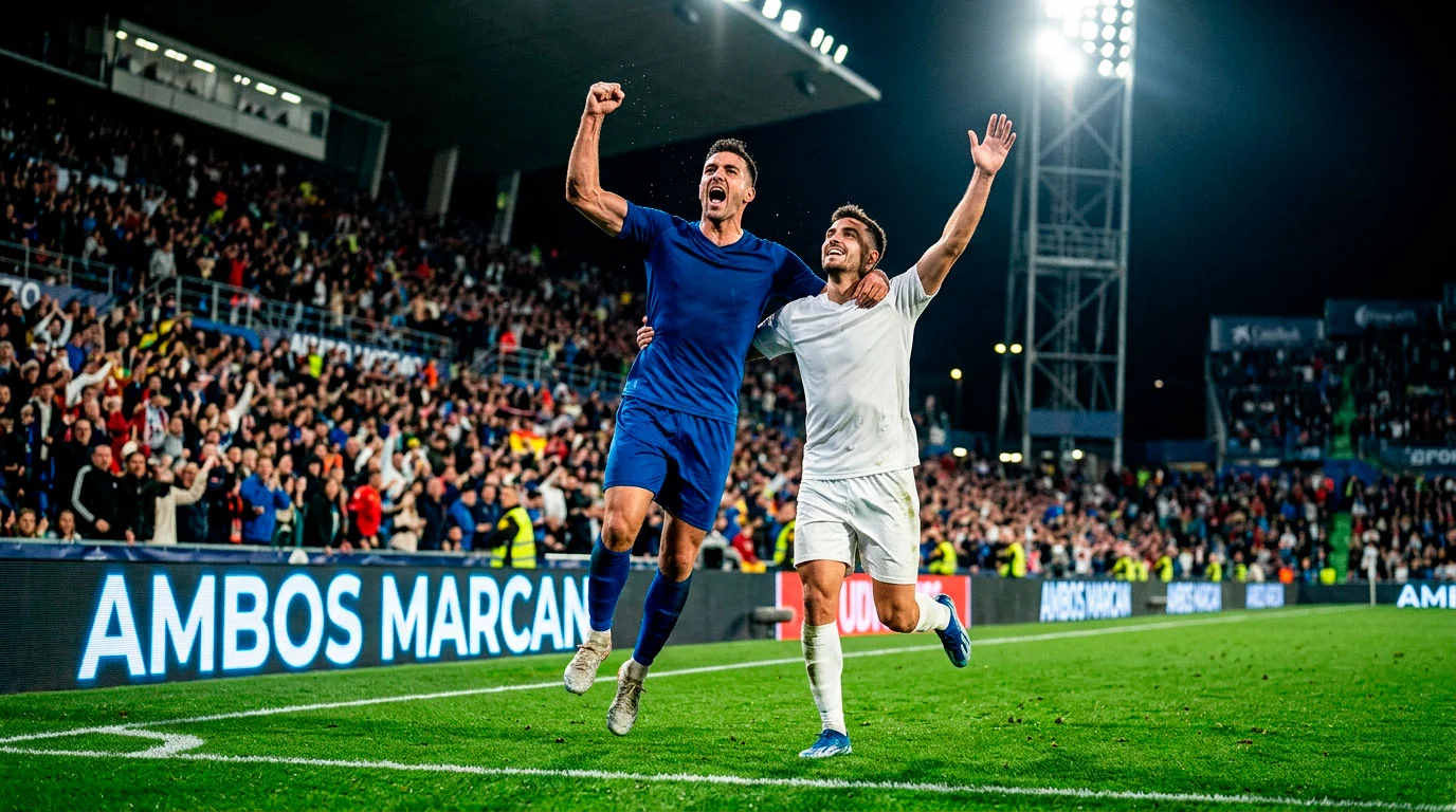 Dos jugadores de equipos rivales de la Serie A celebrando goles en lados opuestos del campo de fútbol