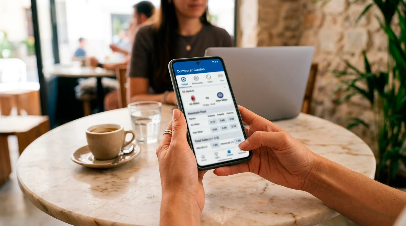 Persona revisando cuotas de apuestas de la Serie A en una pantalla de portatil